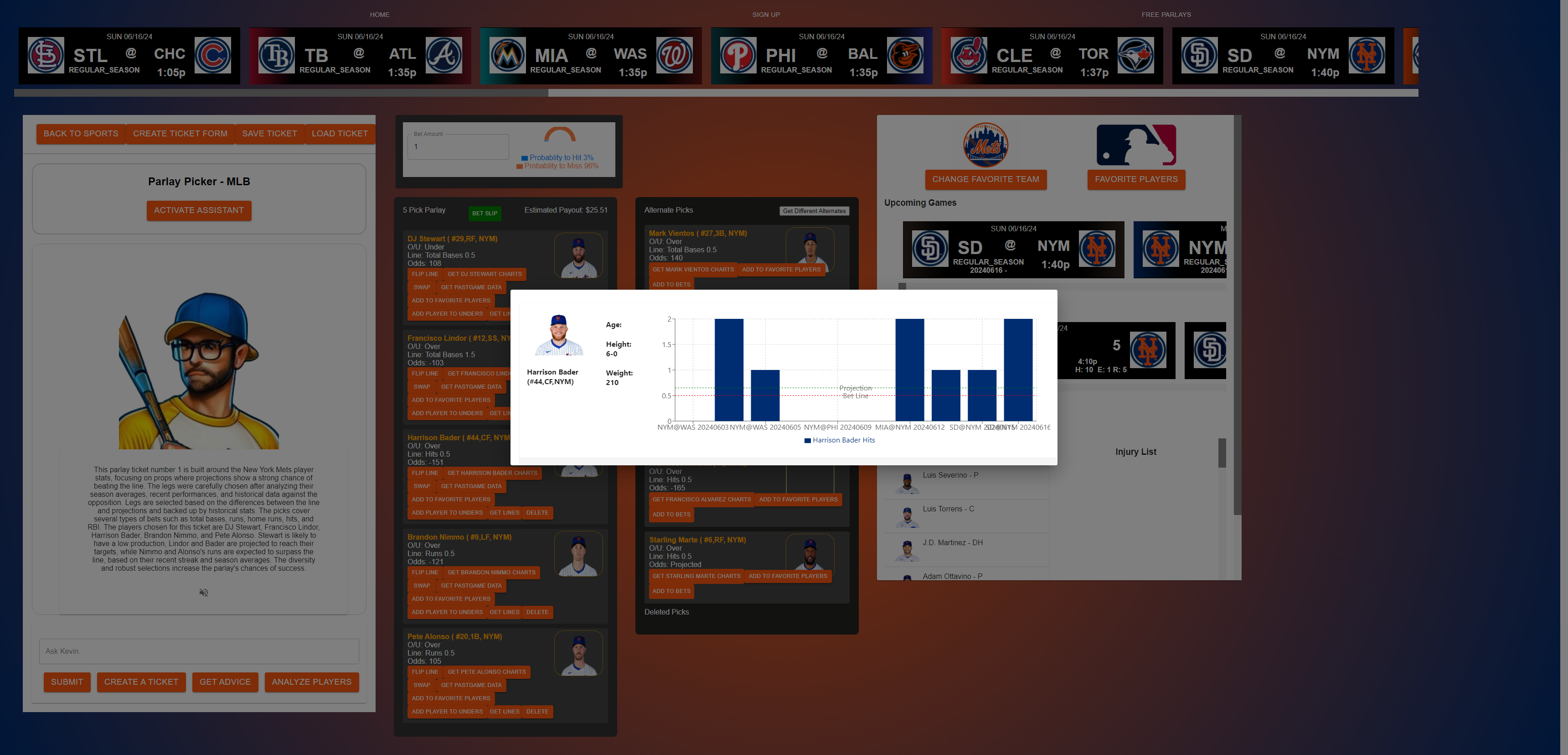 ParlayBot MLB parlay picker
